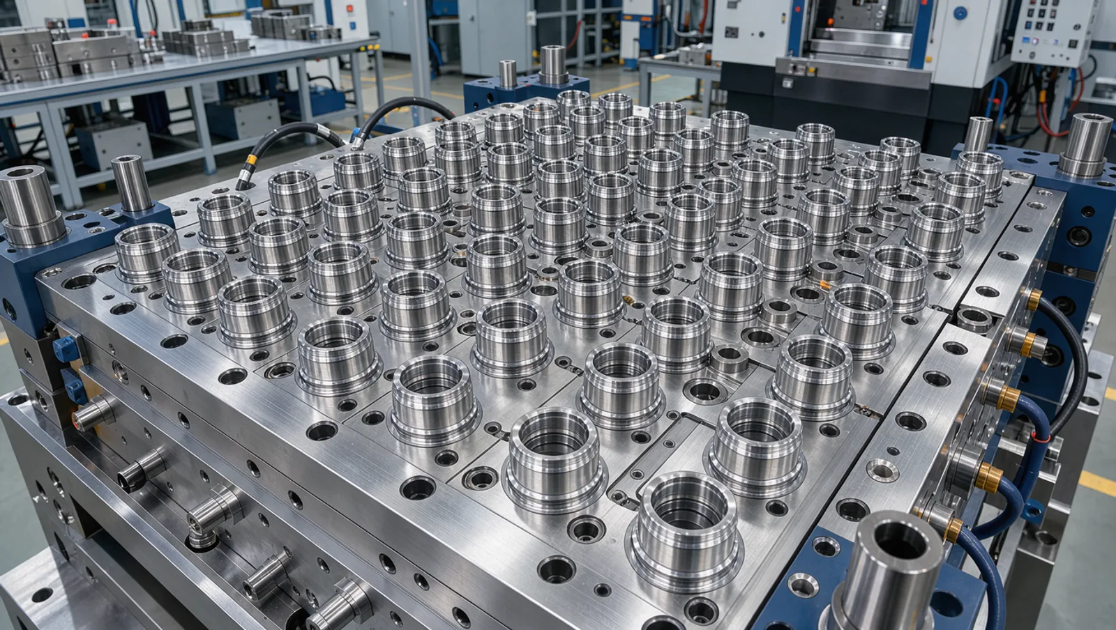 Multi-cavity closure injection mold core plate with polished cap cores